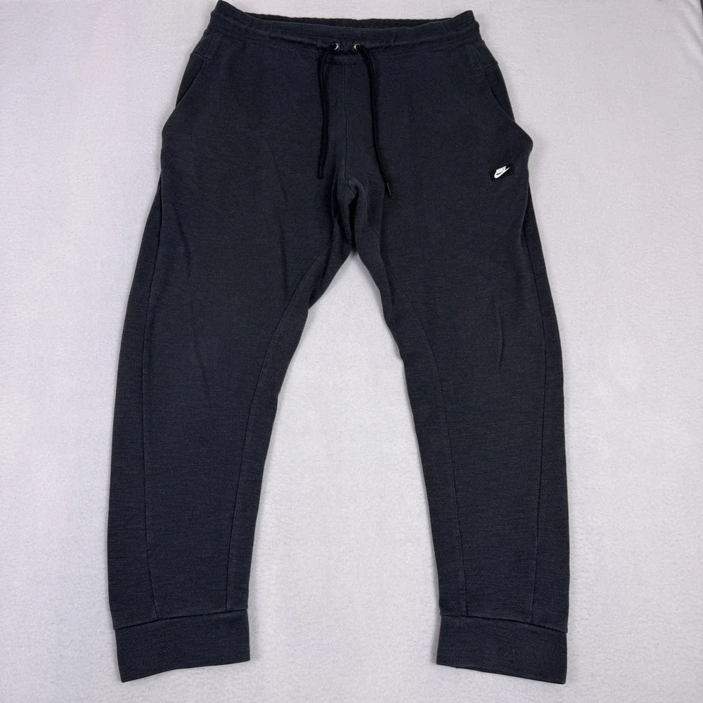 Nike Men's Joggers Black Modern Fleece Sweatpants Back Zipper Pocket Large L